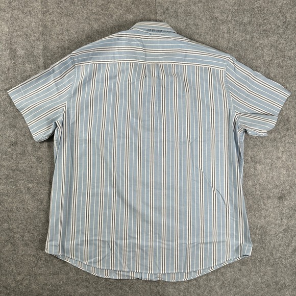 LL Bean Mens Chambray Striped Short SleeveButton Down Shirt Traditional Fit XL - Picture 7 of 8